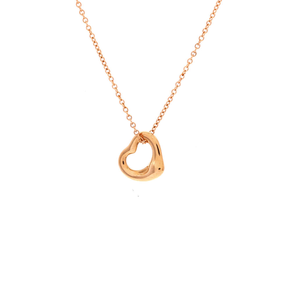 Tiffany & Co. 11mm Elsa Peretti Open Heart Pendant Necklace